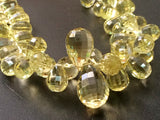 6x8 mm-10x12 mm Lemon Quartz Micro Faceted Drop Shaped Briolettes, Lemon Quartz