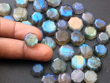 10-12mmLabradorite Octagon Cabochons, Labradorite Flat Back Cabochons