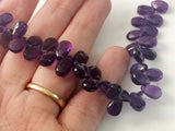 6x8 mm-7x10 mm Purple Amethyst Faceted Pear Beads, Natural Purple Amethyst