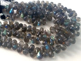 6x9 mm Labradorite Faceted Tear Drop Beads, Labradorite Fire Gem Stone