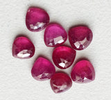 8-8.5mm Ruby Heart Cabochons, Glass Filled Ruby Flat Back Heart, 2 Pcs