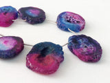 27-38 mm Solar Quartz Beads, Shaded Pink & Blue Slices, Solar Quartz Slices