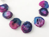 27-38 mm Solar Quartz Beads, Shaded Pink & Blue Slices, Solar Quartz Slices