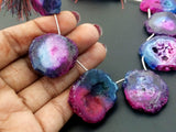 27-38 mm Solar Quartz Beads, Shaded Pink & Blue Slices, Solar Quartz Slices