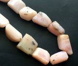 11-17 mm Pink Opal Faceted Tumbles, Peruvian Pink Opal Step Cut Bead, Pink Opal