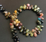 5x8mm-6x9mm Multi Tourmaline Teardrop Beads, Raw Multi Tourmaline Briolette