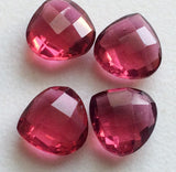 10mm Ruby Pink Colored Quartz, Faceted Ruby Pink Hydro Quartz Heart Shaped