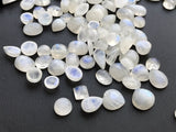 6-12mm Rainbow Moonstone Plain Flat Back Cabochons, Mixed Shape Lot Cabochons