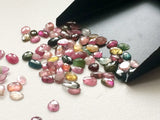 5-9mm Multi Tourmaline Faceted Flat Back Cabochon, Loose Tourmaline Cabochon