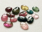 5-9mm Multi Tourmaline Faceted Flat Back Cabochon, Loose Tourmaline Cabochon