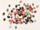 5-9mm Multi Tourmaline Faceted Flat Back Cabochon, Loose Tourmaline Cabochon