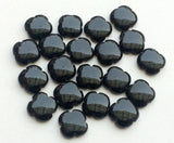 15mm Black Onyx Fancy Floral Cabochons, 5 Pieces Black Onyx Clover Shape Flat