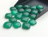 15mm Green Chalcedony Fancy Floral Cabochons, 6 Pcs Emerald Color Clover Shape
