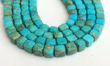 6-8 mm Turquoise Faceted Cube Beads, Chinese Turquoise Box Beads, Turquoise