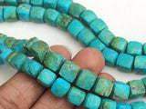 6-8 mm Turquoise Faceted Cube Beads, Chinese Turquoise Box Beads, Turquoise