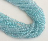 3mm Aqua Coated Quartz Beads, Aqua Quartz Micro Faceted Rondelle Beads, 13 Inch