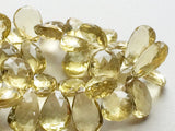 10x16 mm-12x18 mm Lemon Quartz Micro Faceted Pear Shaped Briolettes, Lemon