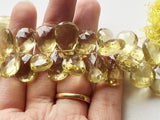 10x16 mm-12x18 mm Lemon Quartz Micro Faceted Pear Shaped Briolettes, Lemon