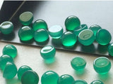 6-6.5mm Green Onyx Plain Round Cabochons, Flat Back Green Onyx Gems