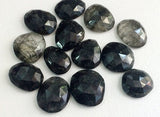 12-20mm Black Rutile Quartz Rose Cut Cabochon, Black Rutile Rose Cut Flat Back