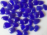 12-18mm Blue Chalcedony Rose Cut Flat Cabochon, Blue Chalcedony Faceted Cabochon