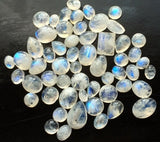 8-15mm Rainbow Moonstone Plain Flat Back Cabochons, Rainbow Moonstone Mixed