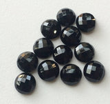 10mm Black Onyx Rose Cut Round Cabochon, Black Onyx Faceted Flat Back Gemstones