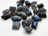 15-20mm Labradorite Fancy Cut Cabochons, Blue Fire Rose Cut Flat Back Cabochons