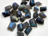 15-20mm Labradorite Fancy Cut Cabochons, Blue Fire Rose Cut Flat Back Cabochons