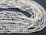 5-5.5mm Rainbow Moonstone Coins, Rainbow Moonstone Faceted Round Coin Beads