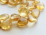 10-12 mm Citrine Plain Heart Briolettes, Natural Citrine Plain Beads, Citrine