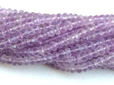 3.5-4mm Pink Amethyst Faceted Rondelle Beads, Pink Amethyst Beads, Pink Amethyst