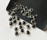 7-9mm Black Spinel Bezel Connectors, 5 Pcs Black Spinel Faceted Heart Both Side