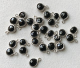 7-9mm Black Spinel Bezel Connectors, 5 Pcs Black Spinel Faceted Heart Both Side