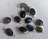 14-16mm Labradorite Double Loop Connectors, 6 Pcs Labradorite Faceted Oval Cut