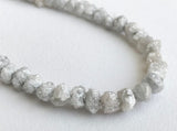 4.5-7mm White Rough Diamonds, 1mm Hole Drill Beads, White Gray Raw Diamond