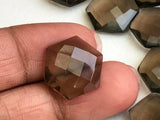 14-15mm Smoky Quartz Hexagon Shape Gemstones, Smoky Quartz Faceted Both Side Cut