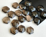 14-15mm Smoky Quartz Hexagon Shape Gemstones, Smoky Quartz Faceted Both Side Cut