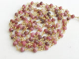 3-3.5mm Rhodocrosite Faceted Rondelle Beads Connector Chains in 925 Silver Gold