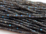 4.5 mm Labradorite Faceted Tyre Bead, Blue Fire Gem Stone, 13 Inch Strand Flashy