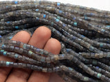 4.5 mm Labradorite Faceted Tyre Bead, Blue Fire Gem Stone, 13 Inch Strand Flashy