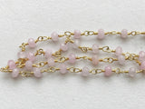 3-3.5mm Rose Quartz Faceted Rondelle Bead in 925 Silver Gold Wire Wrapped Rosary