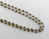 3-3.5mm Smoky Quartz Wire Wrapped Faceted Rondelle Bead Chain By The Foot Rosary