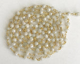 3.5-4mm Ice Quartz Wire Wrapped Faceted Rondelle Bead, Rosary Style Beaded Chain