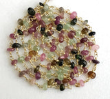 3.5-4 mm Multi Tourmaline Wire Wrapped Plain Rondelle Bead, Rosary Style Beaded