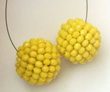 19mm Yellow Glass Beads Round Balls, 2 Pcs Matched Pair Earrings, Fancy Beads