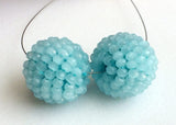 19mm Aqua Glass Beads Round Balls, 2 Pcs Matched Pair Earrings, Fancy Blue Beads