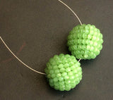 19mm Light Green Glass Beads Round Balls, 2 Pcs Matched Pair Earrings