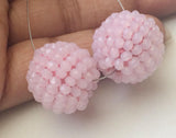 19mm Rose Pink Glass Beads Round Balls, 2 Pcs Matched Pair Earrings