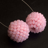 19mm Rose Pink Glass Beads Round Balls, 2 Pcs Matched Pair Earrings